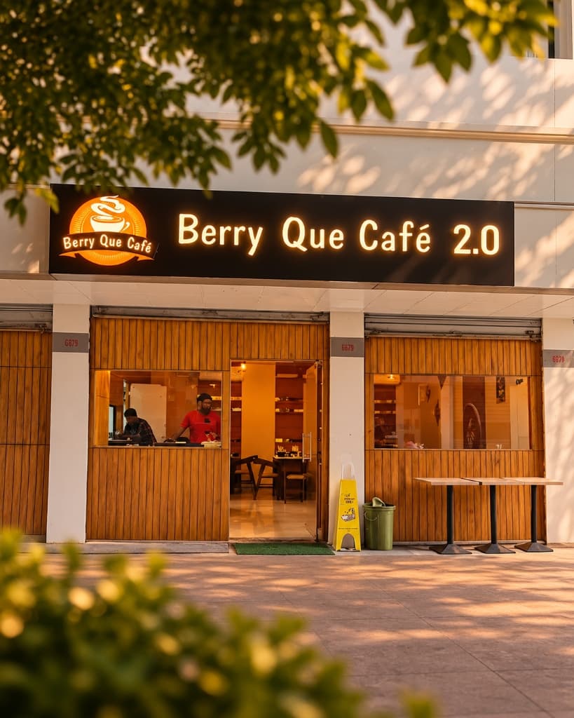 Berry Que Café 2.0 Storefront & Signage